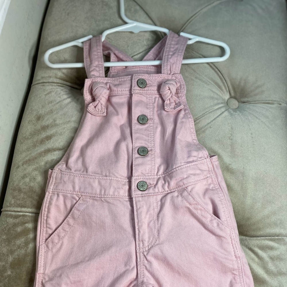 Baby pink denim shorts overalls!!